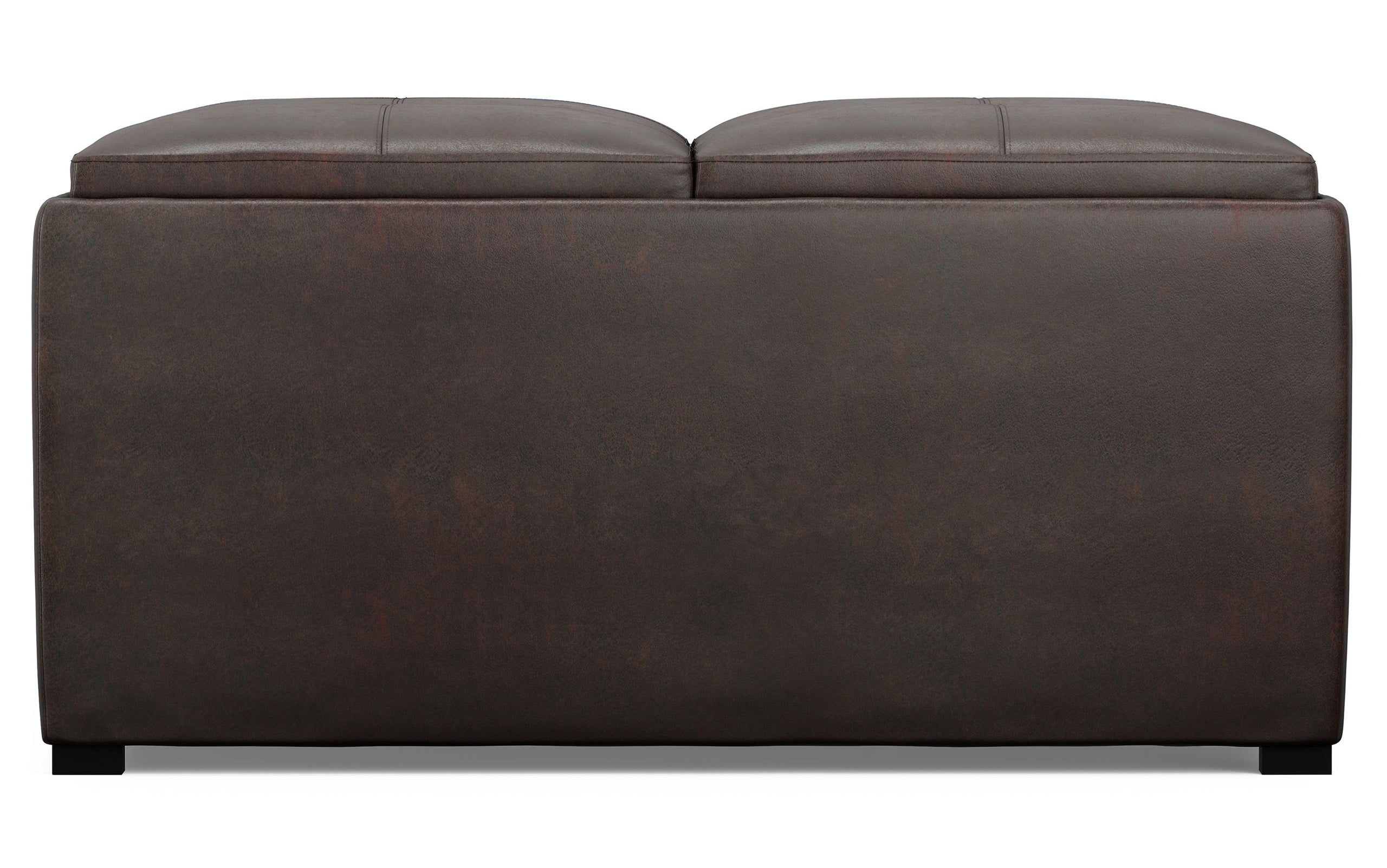 Distressed Brown Distressed Vegan Leather | Avalon Vegan Leather Square Coffee Table Storage Ottoman