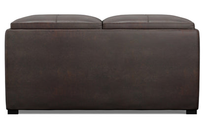 Distressed Brown Distressed Vegan Leather | Avalon Vegan Leather Square Coffee Table Storage Ottoman