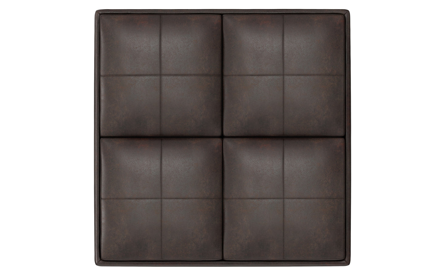 Distressed Brown Distressed Vegan Leather | Avalon Vegan Leather Square Coffee Table Storage Ottoman