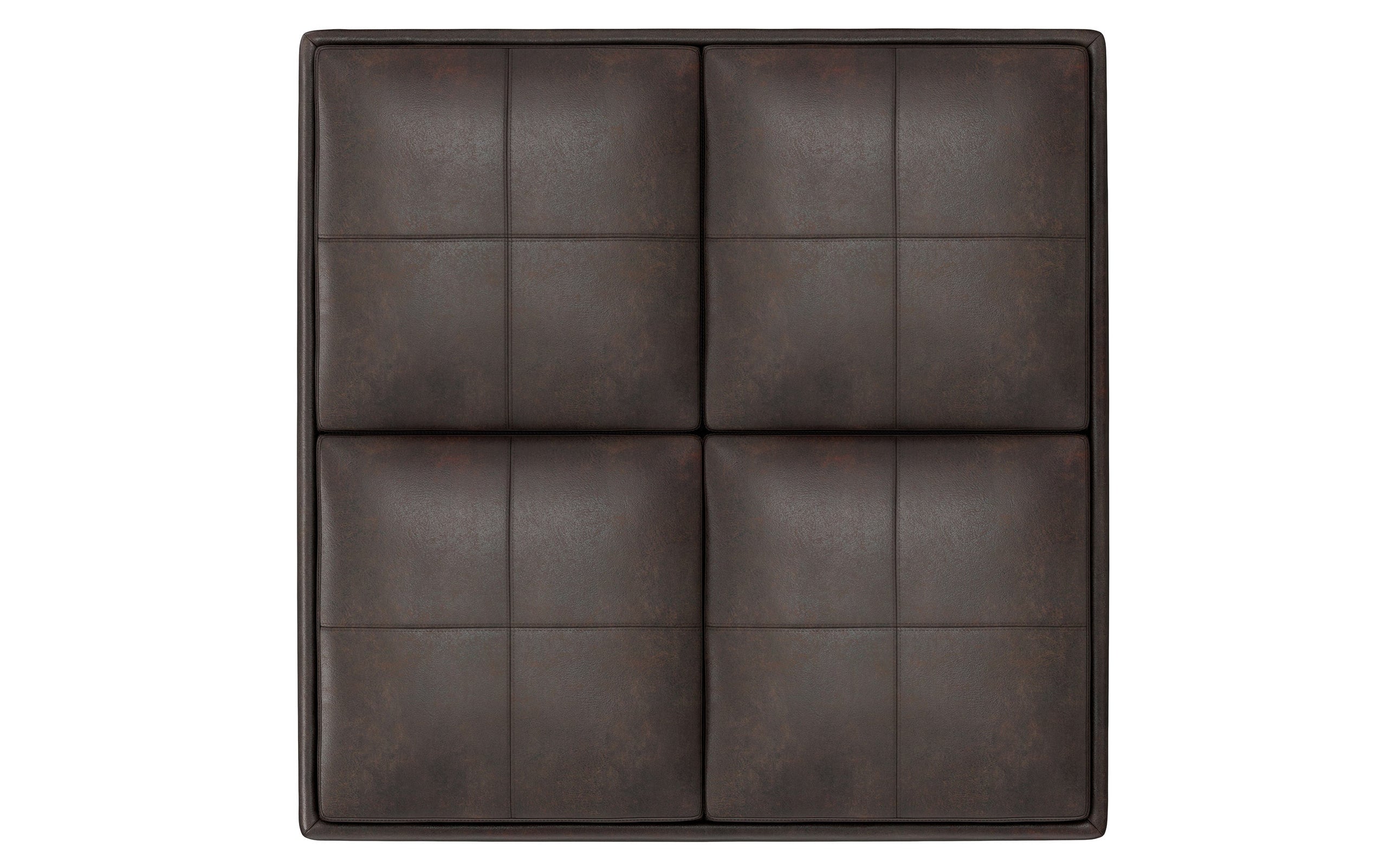 Distressed Brown Distressed Vegan Leather | Avalon Vegan Leather Square Coffee Table Storage Ottoman