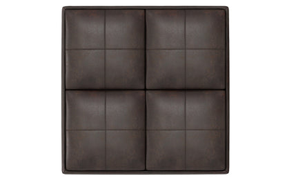 Distressed Brown Distressed Vegan Leather | Avalon Vegan Leather Square Coffee Table Storage Ottoman