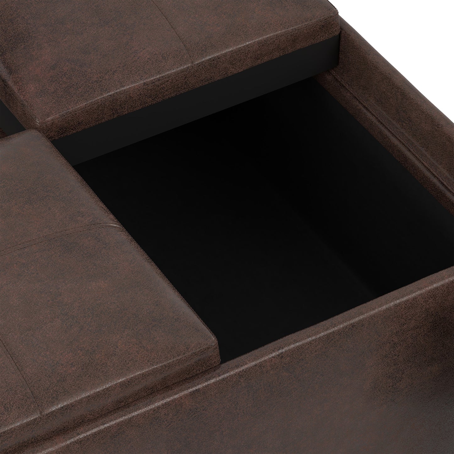 Distressed Brown Distressed Vegan Leather | Avalon Table Ottoman in Distressed Vegan Leather