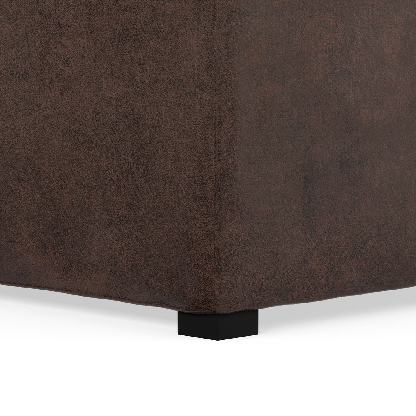 Distressed Brown Distressed Vegan Leather | Avalon Table Ottoman in Distressed Vegan Leather