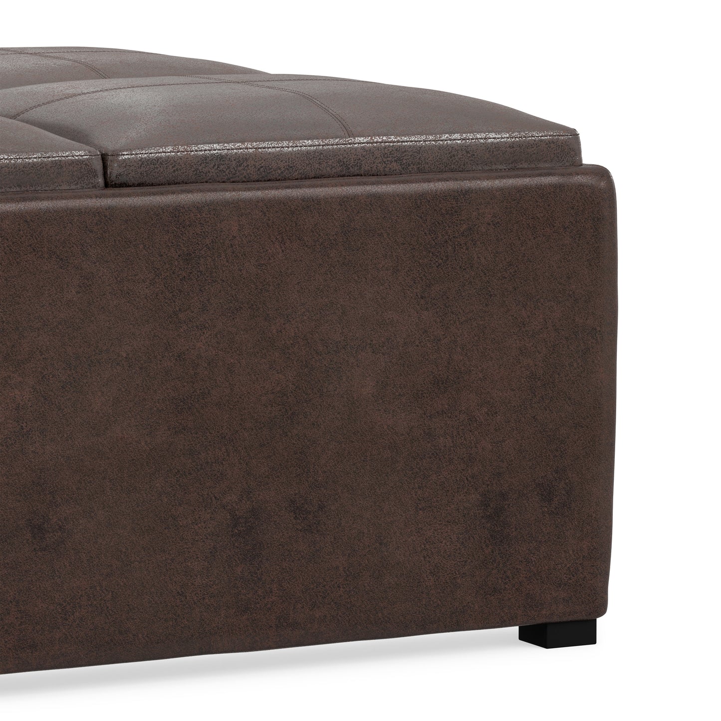 Distressed Brown Distressed Vegan Leather | Avalon Table Ottoman in Distressed Vegan Leather