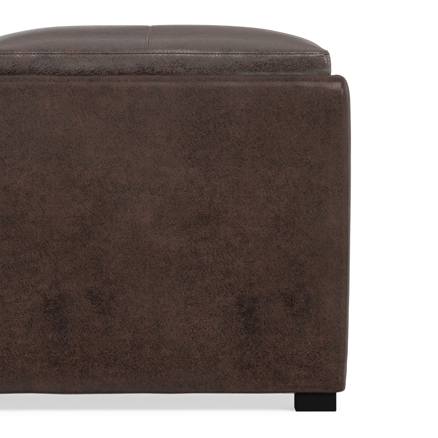 Distressed Brown Distressed Vegan Leather | Avalon Table Ottoman in Distressed Vegan Leather