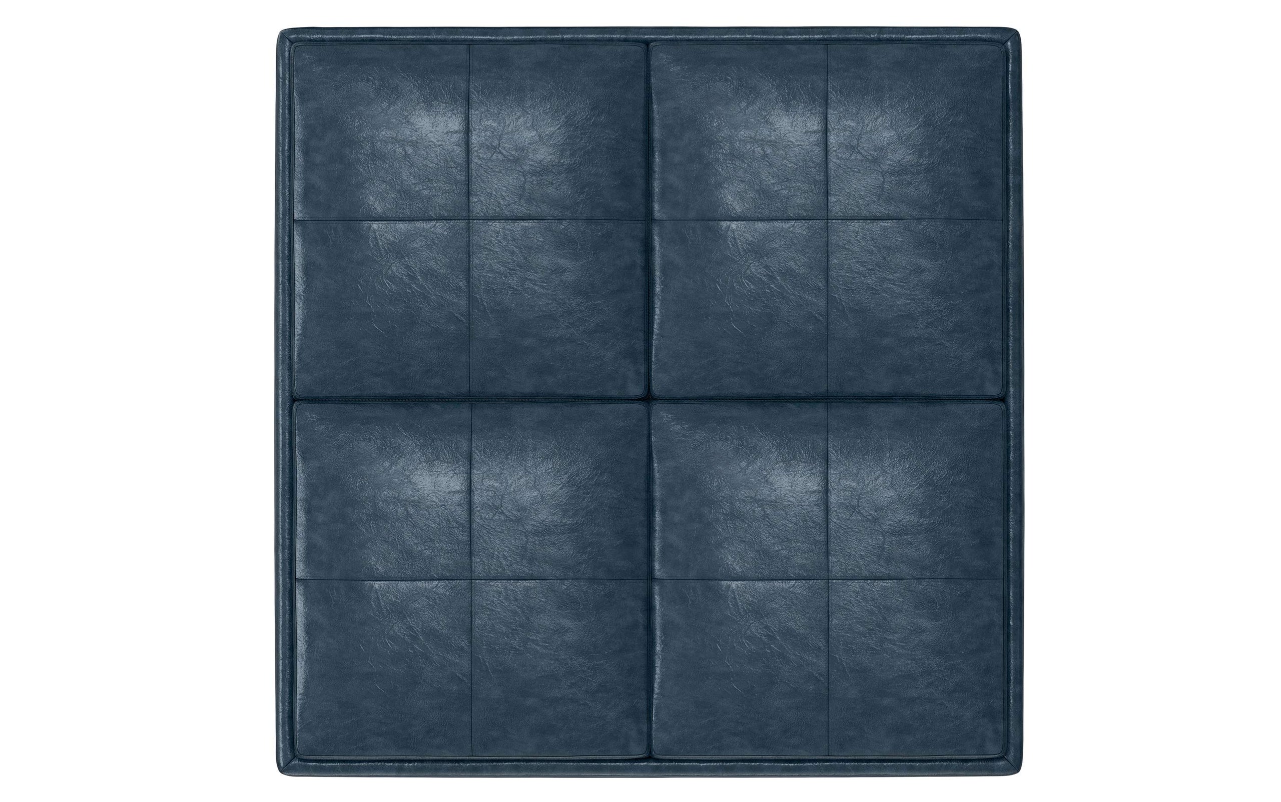 Denim Blue Distressed Vegan Leather | Avalon Vegan Leather Square Coffee Table Storage Ottoman