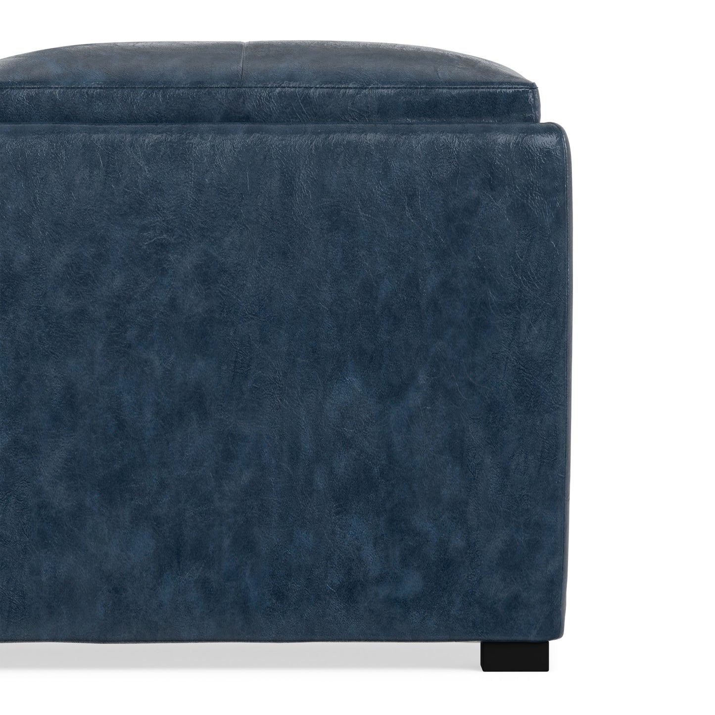 Denim Blue Distressed Vegan Leather | Avalon Table Ottoman in Distressed Vegan Leather