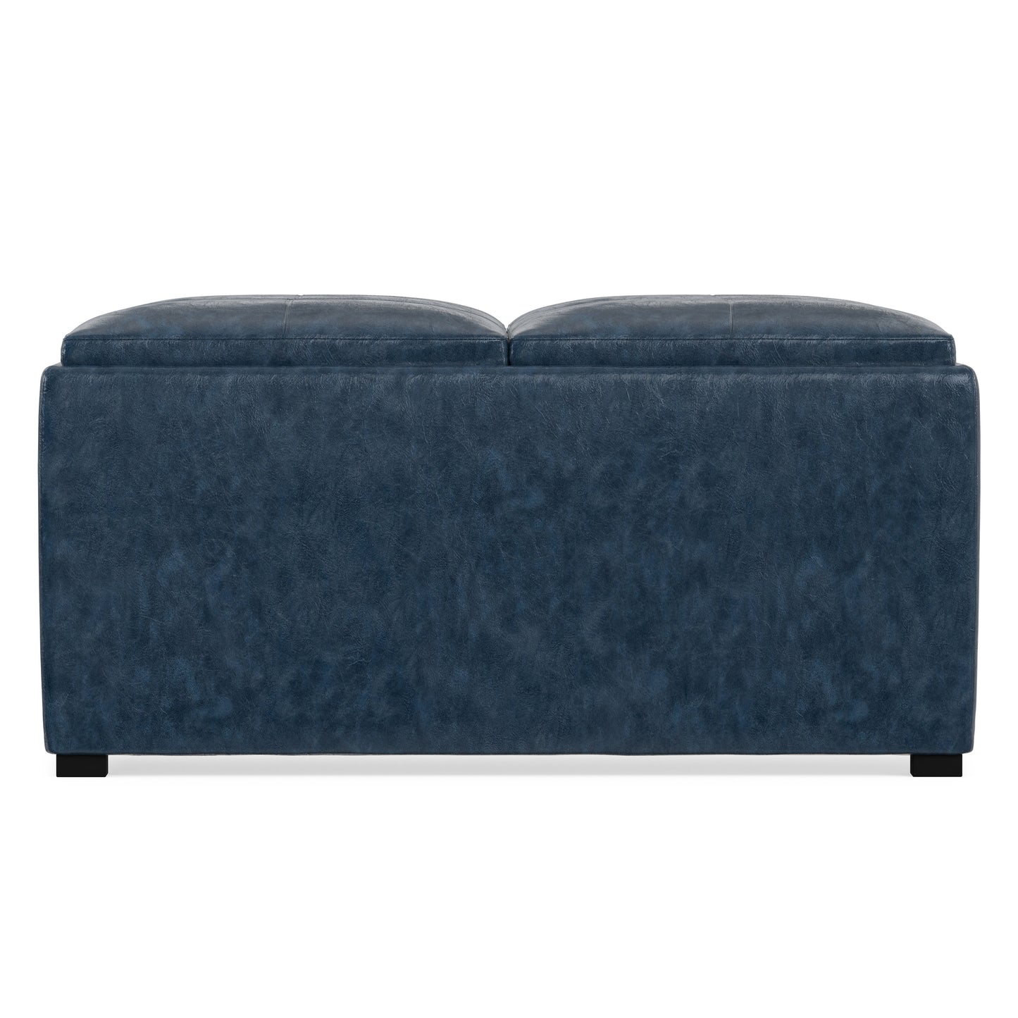 Denim Blue Distressed Vegan Leather | Avalon Table Ottoman in Distressed Vegan Leather