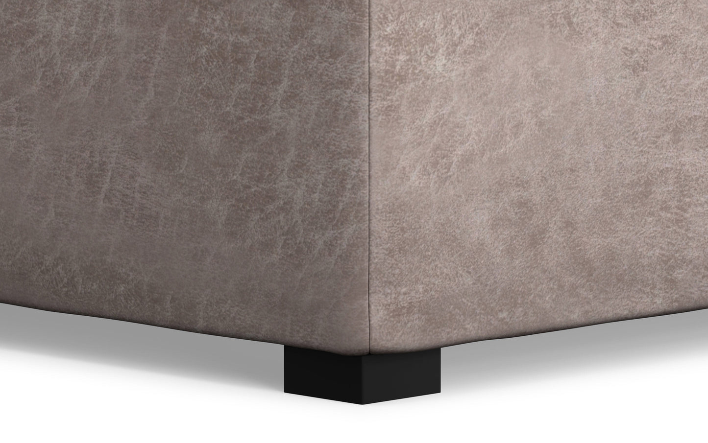 Distressed Grey Taupe Distressed Vegan Leather | Avalon Vegan Leather Square Coffee Table Storage Ottoman