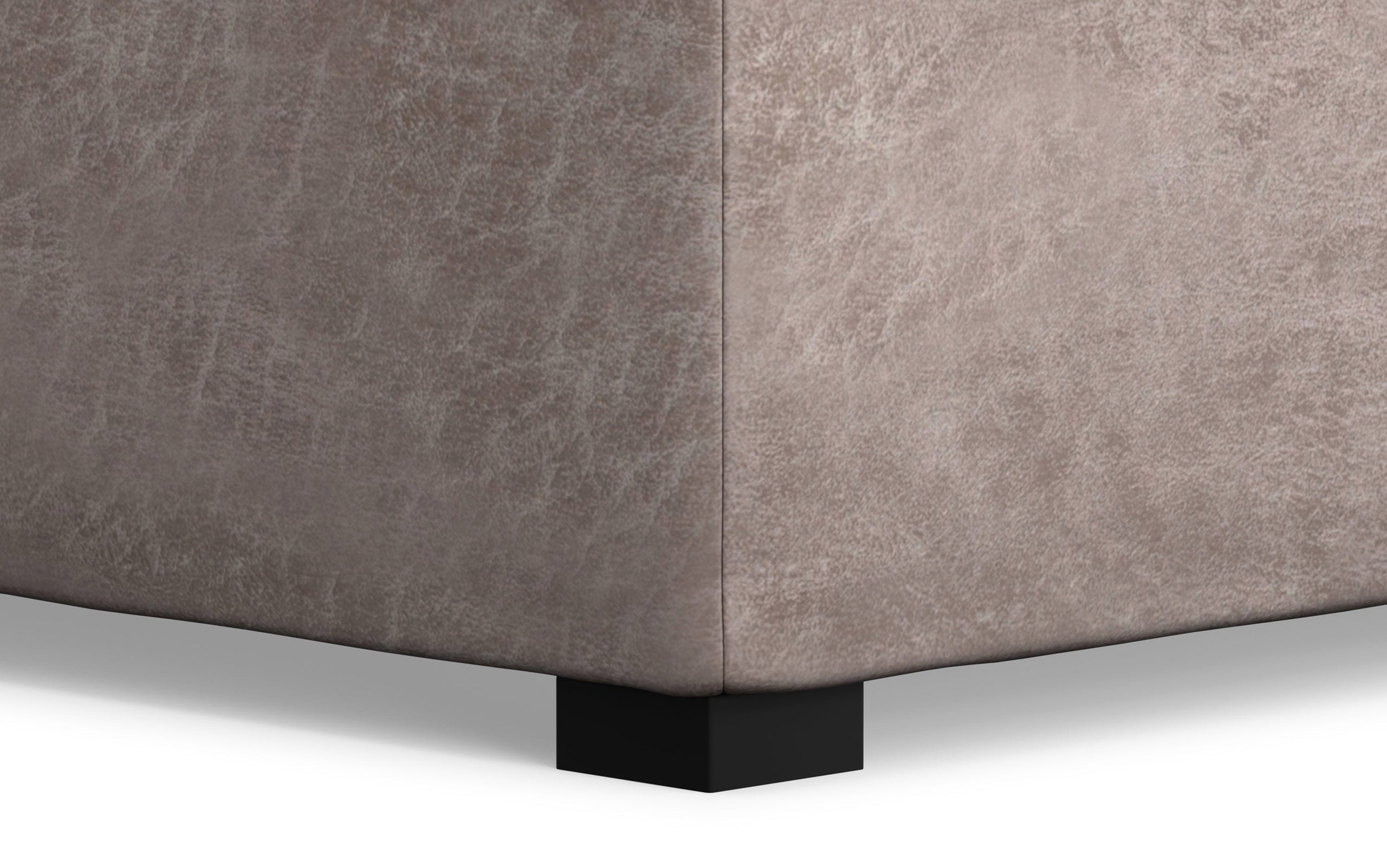 Distressed Grey Taupe Distressed Vegan Leather | Avalon Vegan Leather Square Coffee Table Storage Ottoman