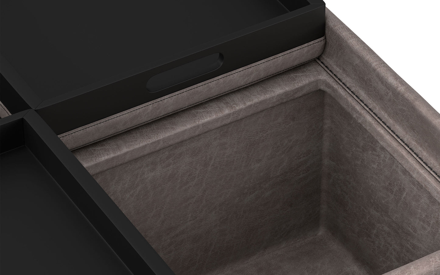 Distressed Grey Taupe Distressed Vegan Leather | Avalon Vegan Leather Square Coffee Table Storage Ottoman