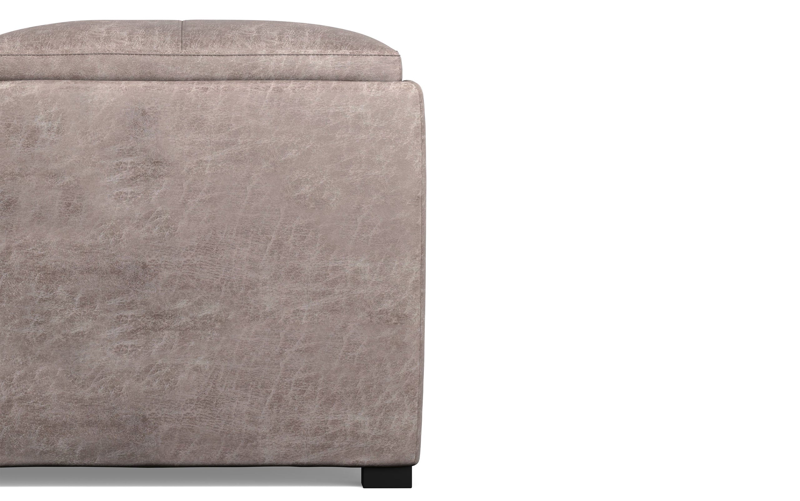 Distressed Grey Taupe Distressed Vegan Leather | Avalon Vegan Leather Square Coffee Table Storage Ottoman