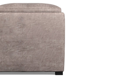 Distressed Grey Taupe Distressed Vegan Leather | Avalon Vegan Leather Square Coffee Table Storage Ottoman