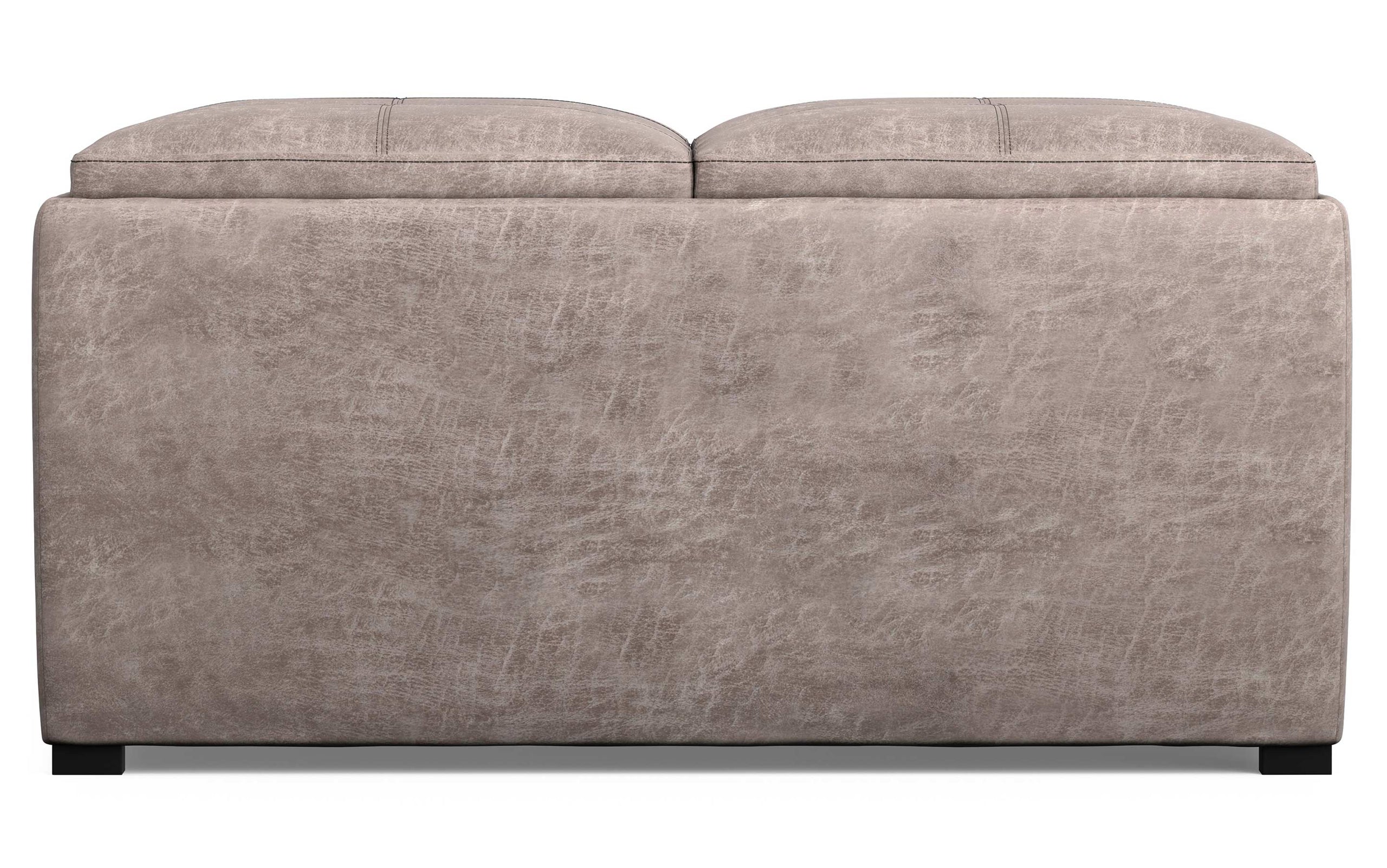 Distressed Grey Taupe Distressed Vegan Leather | Avalon Vegan Leather Square Coffee Table Storage Ottoman