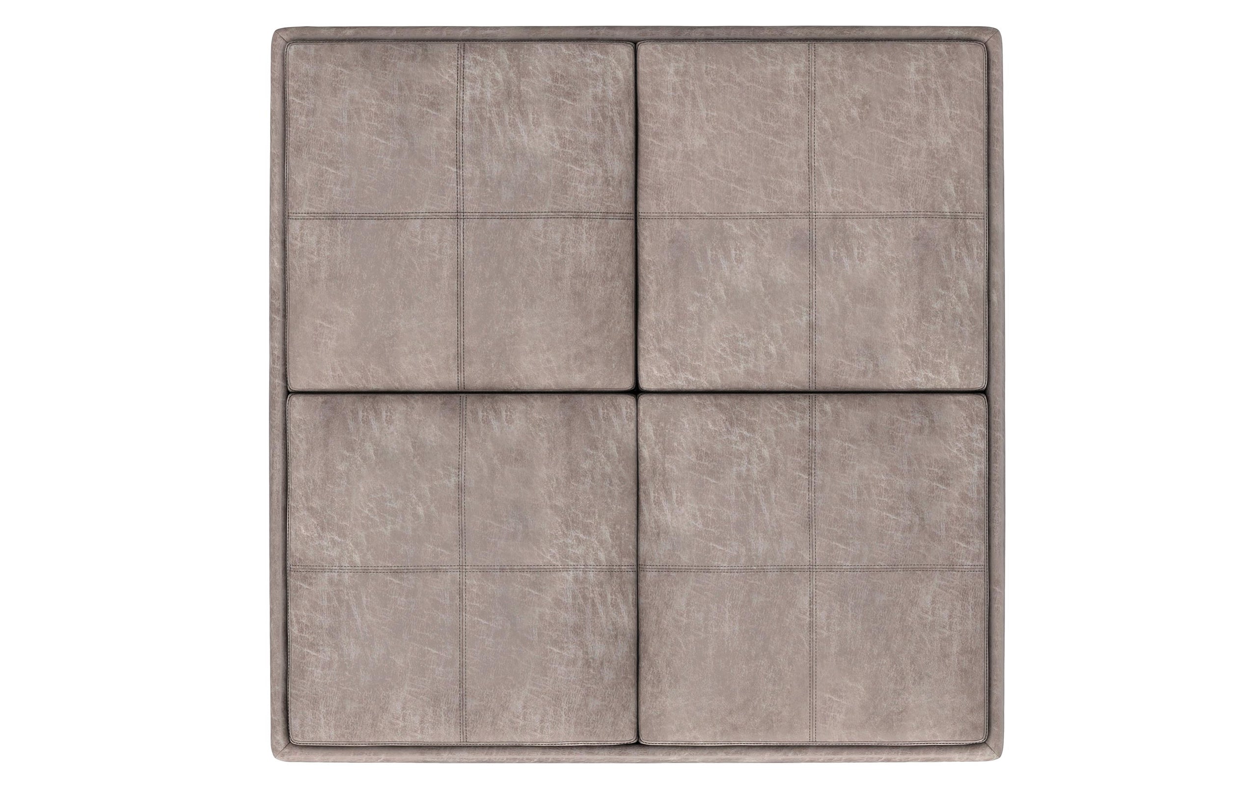 Distressed Grey Taupe Distressed Vegan Leather | Avalon Vegan Leather Square Coffee Table Storage Ottoman
