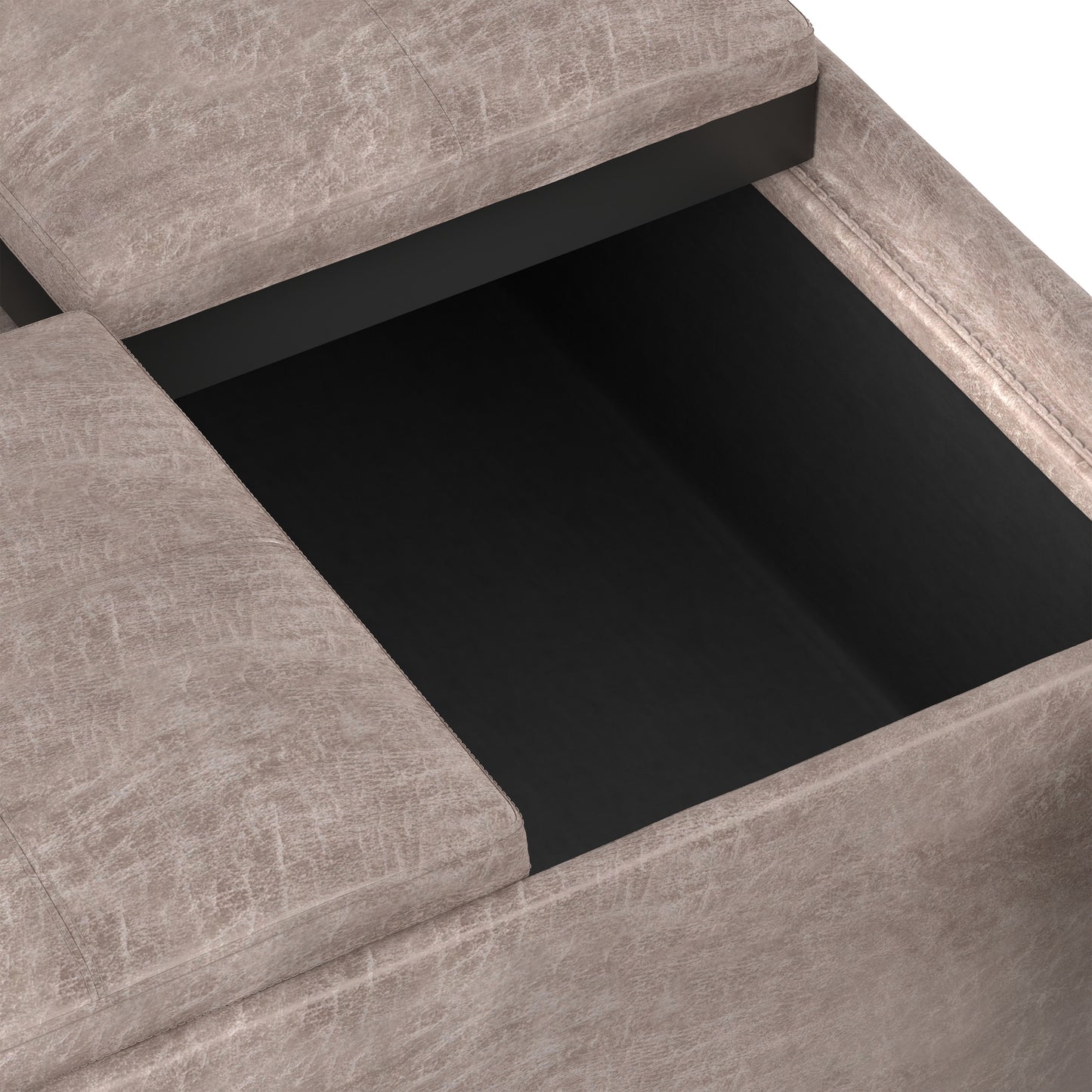 Distressed Grey Taupe Distressed Vegan Leather | Avalon Table Ottoman in Distressed Vegan Leather