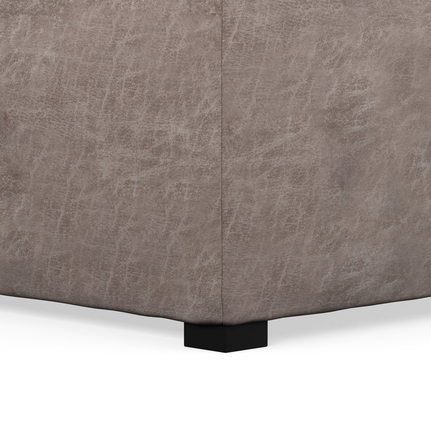 Distressed Grey Taupe Distressed Vegan Leather | Avalon Table Ottoman in Distressed Vegan Leather