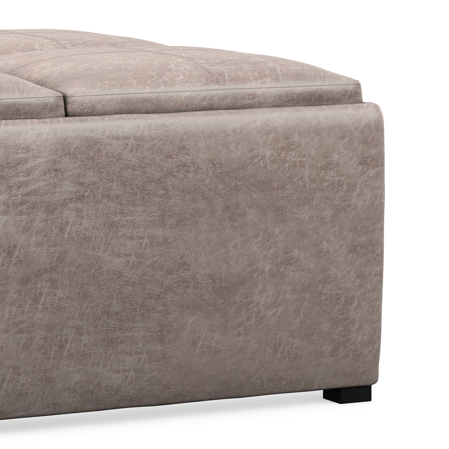 Distressed Grey Taupe Distressed Vegan Leather | Avalon Table Ottoman in Distressed Vegan Leather