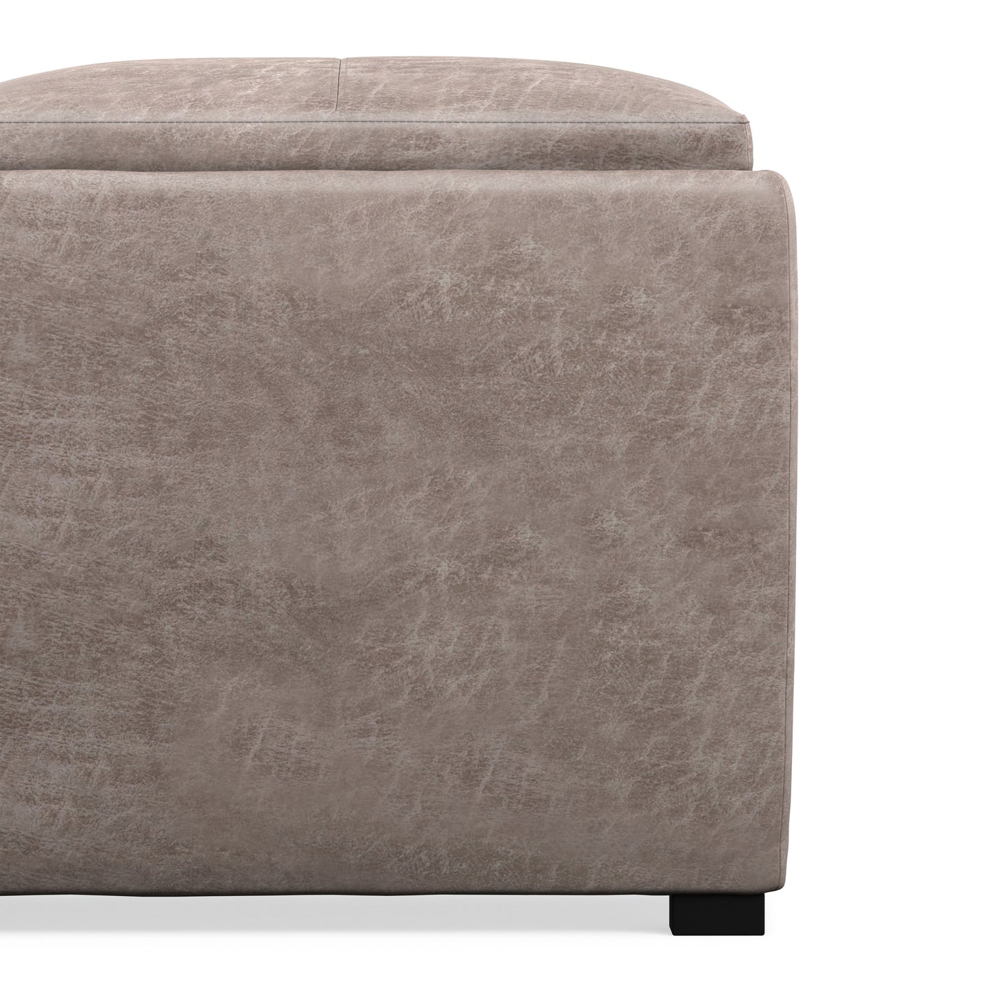 Distressed Grey Taupe Distressed Vegan Leather | Avalon Table Ottoman in Distressed Vegan Leather