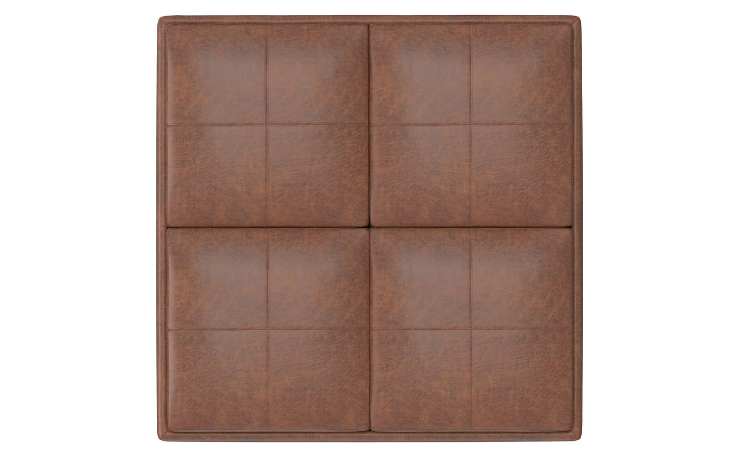 Distressed Umber Brown Distressed Vegan Leather | Avalon Vegan Leather Square Coffee Table Storage Ottoman