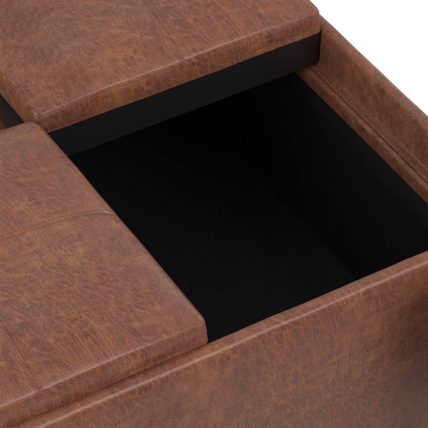 Distressed Saddle Brown Distressed Vegan Leather | Avalon Table Ottoman in Distressed Vegan Leather