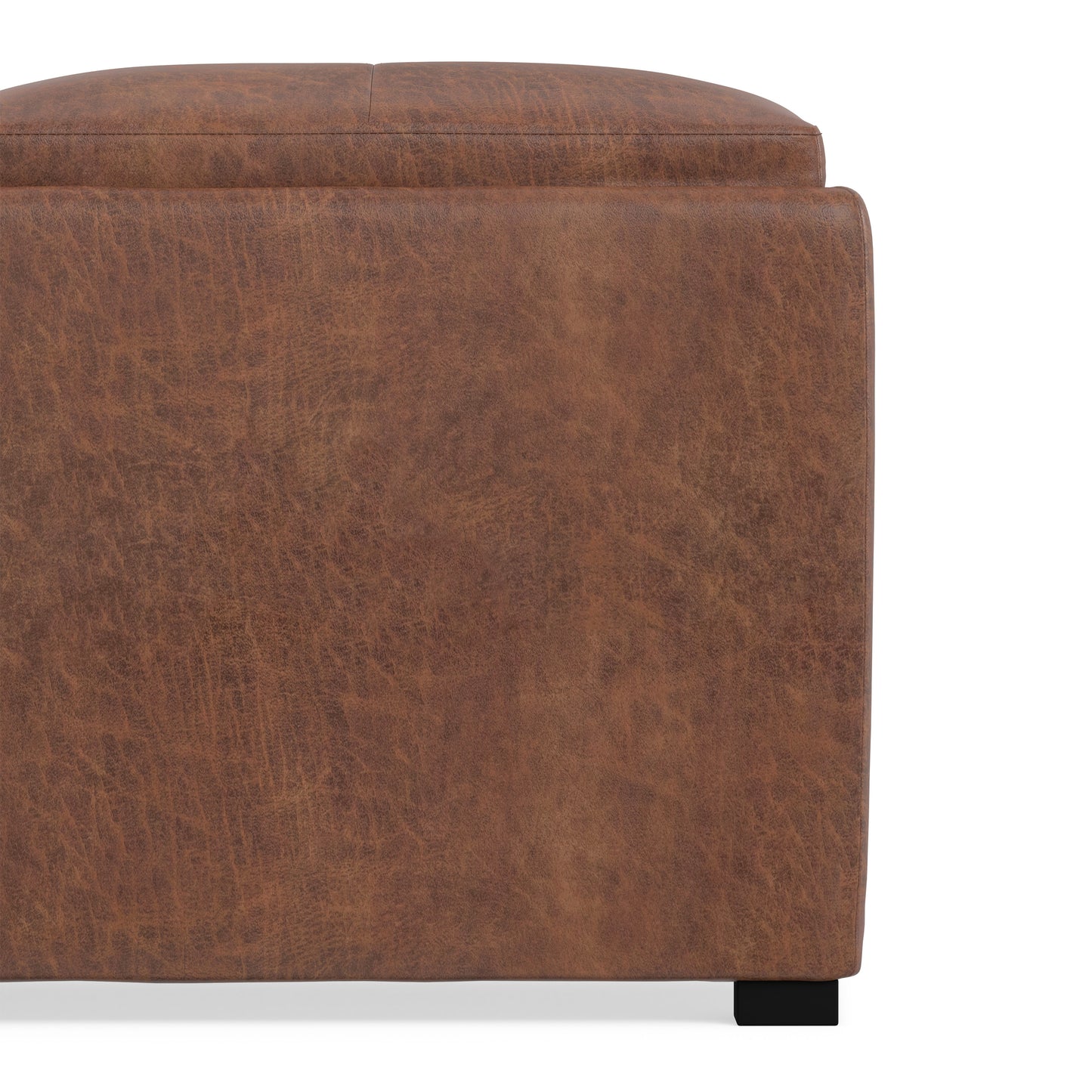 Distressed Saddle Brown Distressed Vegan Leather | Avalon Table Ottoman in Distressed Vegan Leather