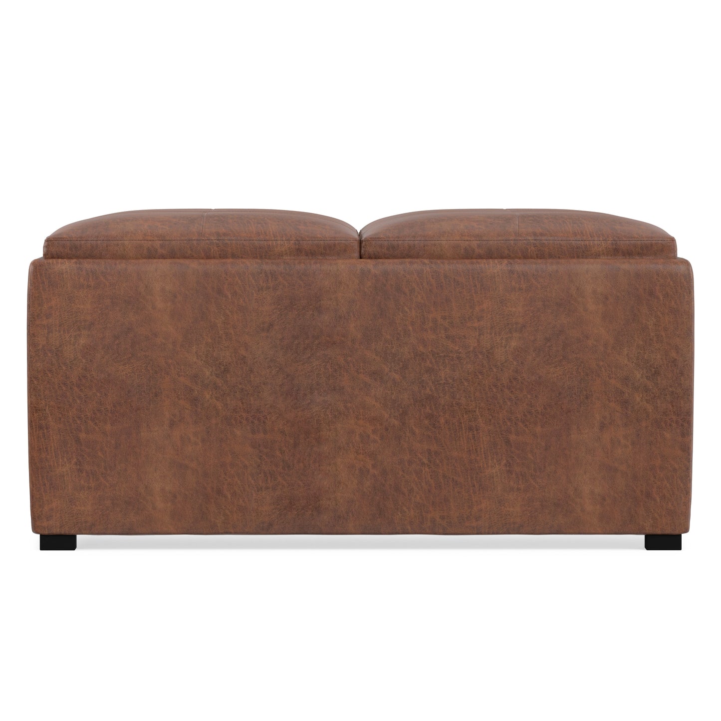 Distressed Saddle Brown Distressed Vegan Leather | Avalon Table Ottoman in Distressed Vegan Leather