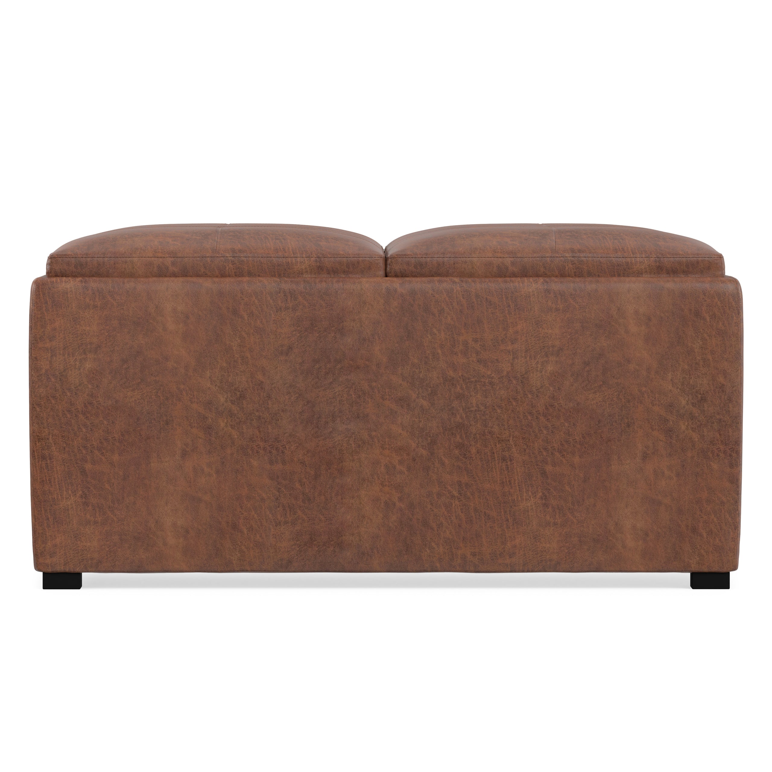 Distressed Saddle Brown Distressed Vegan Leather | Avalon Table Ottoman in Distressed Vegan Leather