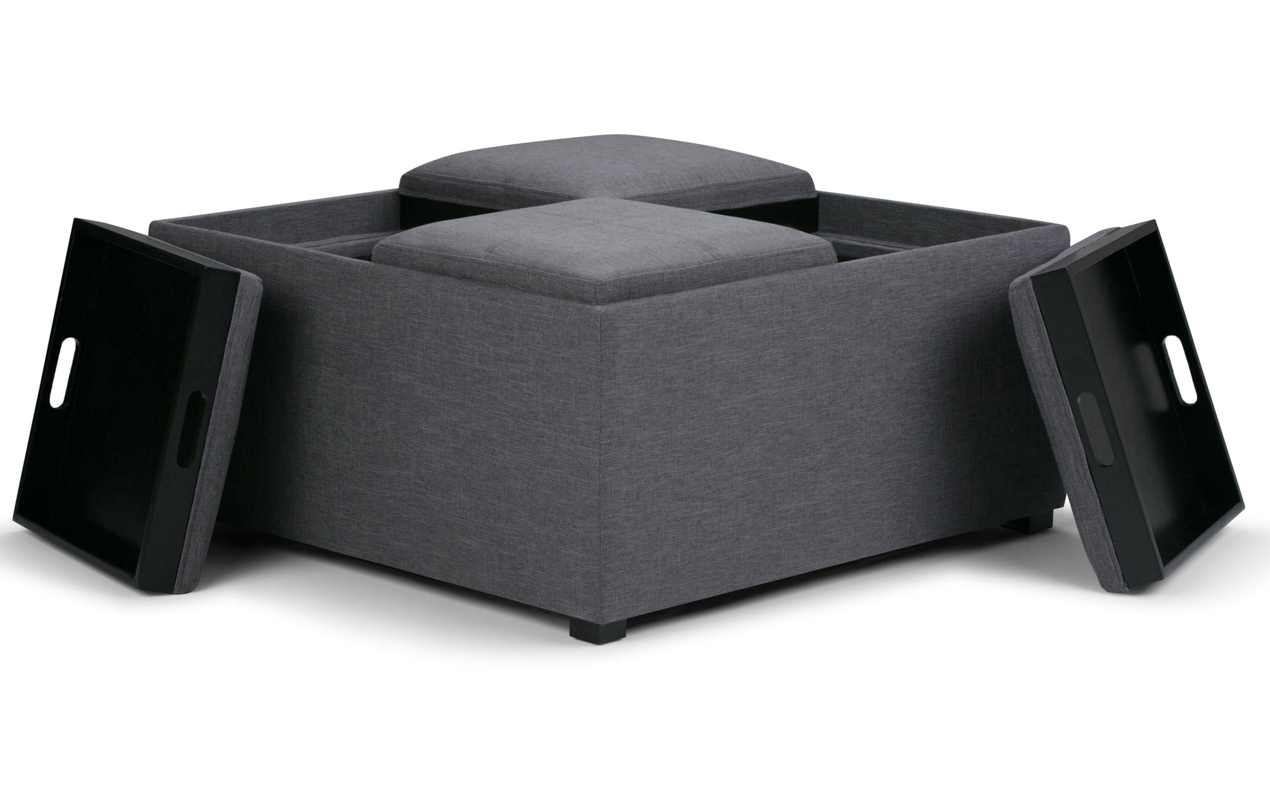 Slate Grey Linen Style Fabric | Avalon Table Ottoman in Linen