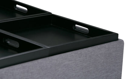 Slate Grey Linen Style Fabric | Avalon Table Ottoman in Linen
