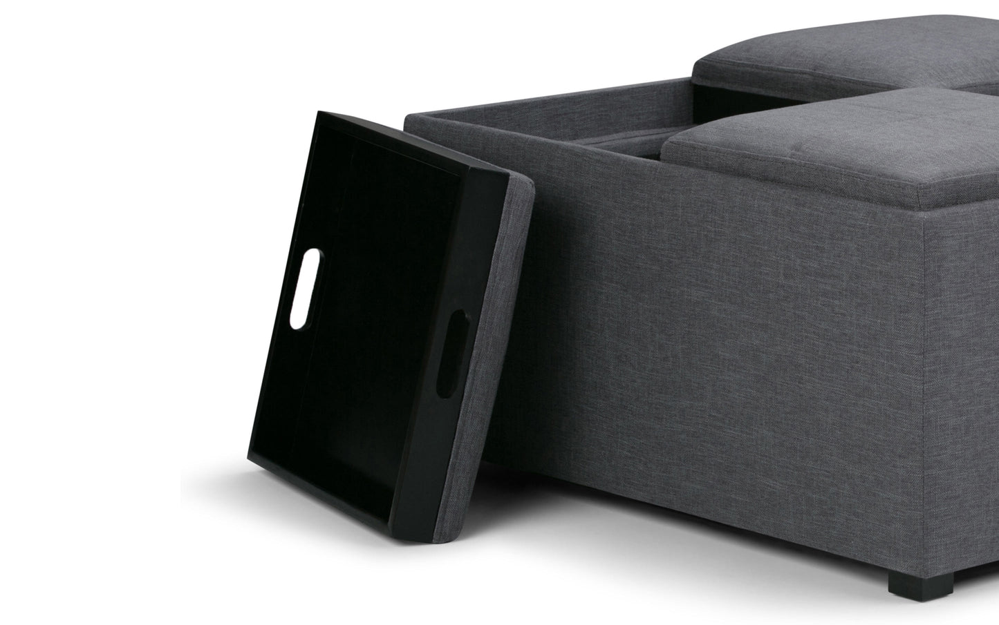 Slate Grey Linen Style Fabric | Avalon Table Ottoman in Linen
