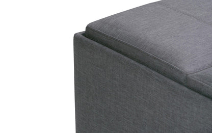 Slate Grey Linen Style Fabric | Avalon Table Ottoman in Linen