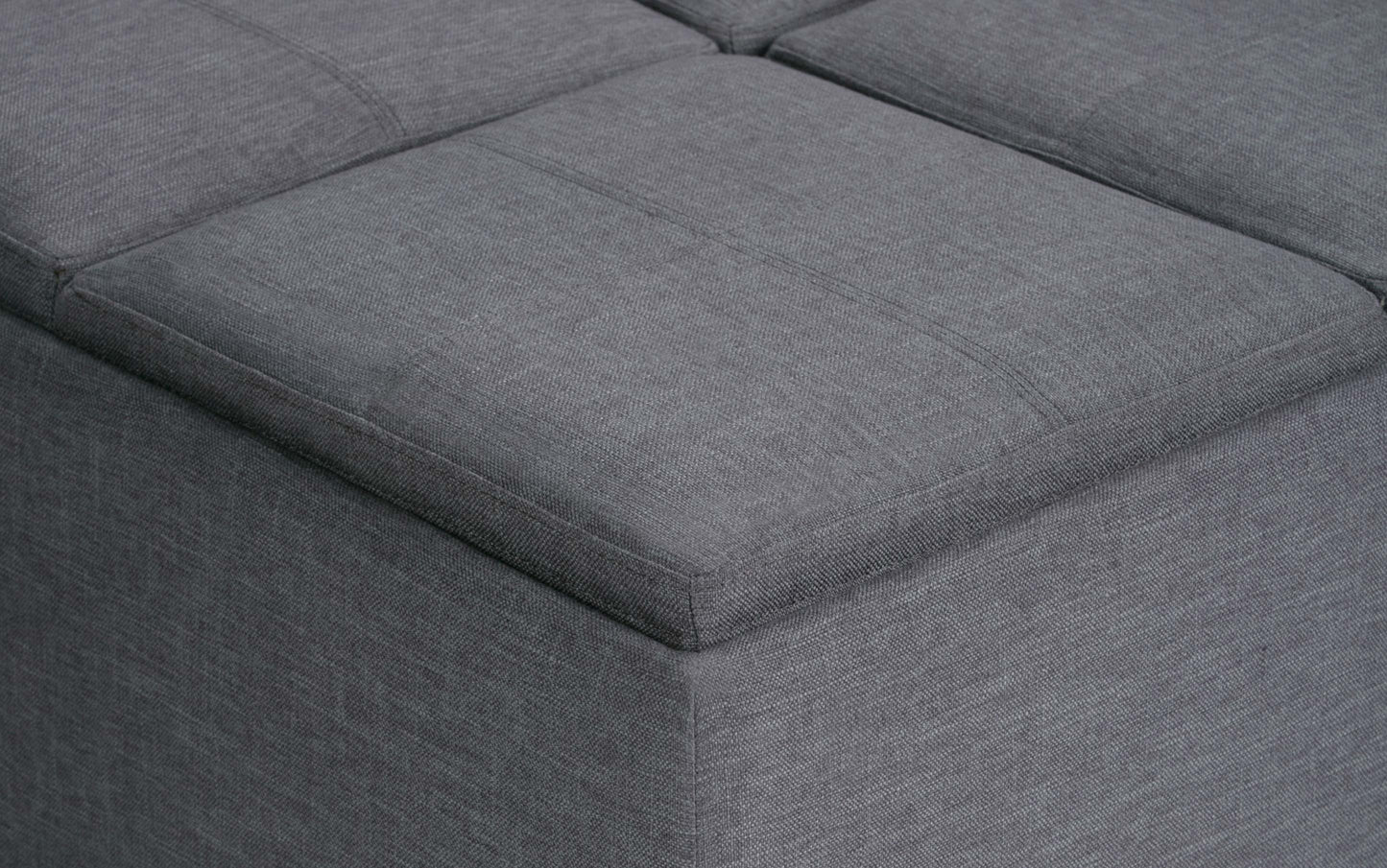 Slate Grey Linen Style Fabric | Avalon Table Ottoman in Linen