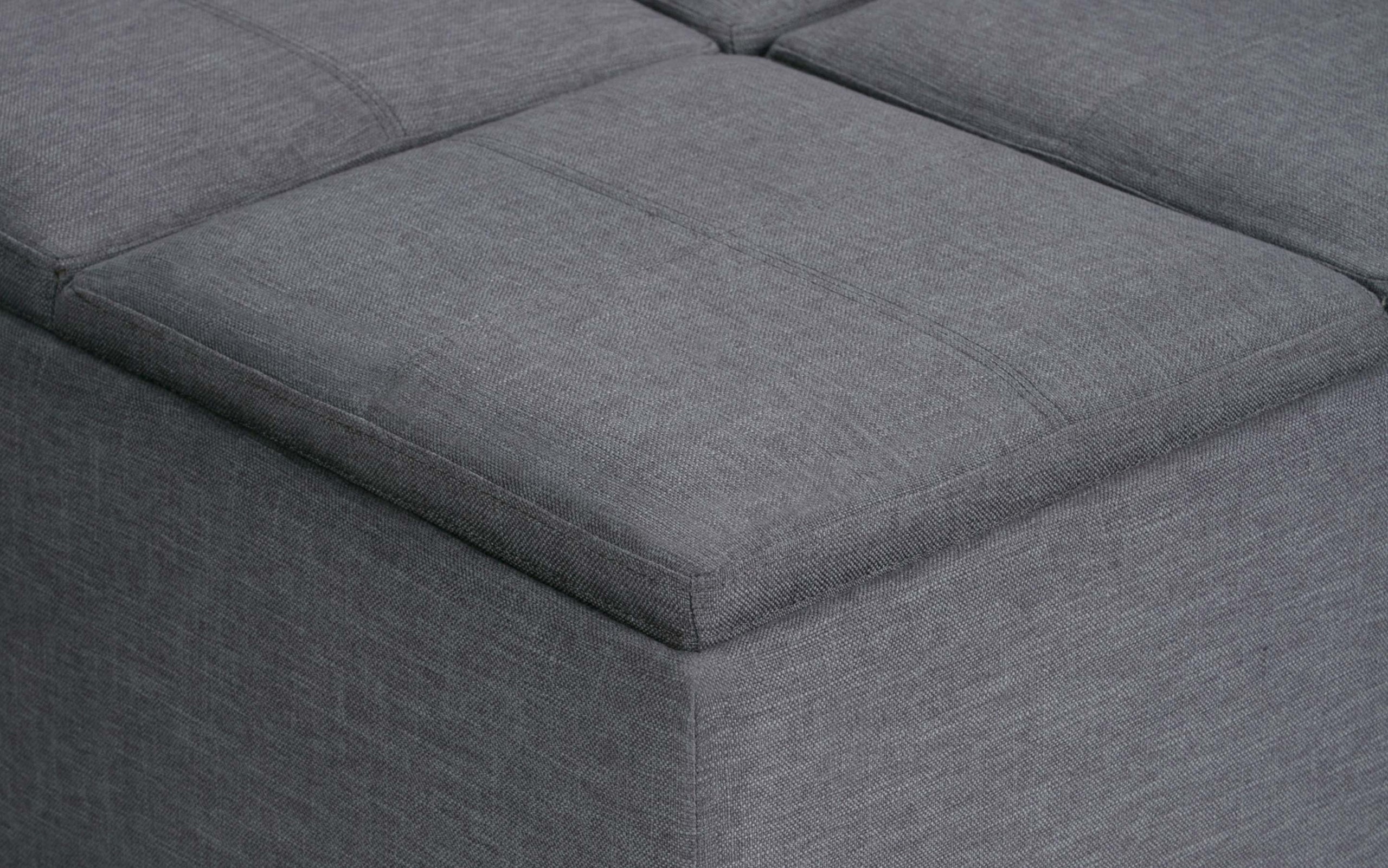 Slate Grey Linen Style Fabric | Avalon Table Ottoman in Linen
