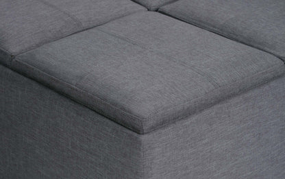 Slate Grey Linen Style Fabric | Avalon Table Ottoman in Linen