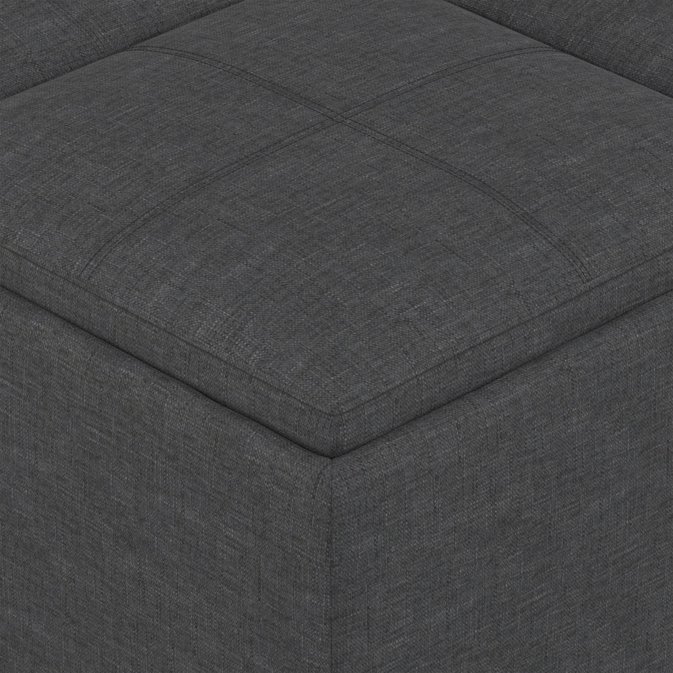 Slate Grey Linen Style Fabric | Avalon Table Ottoman in Linen