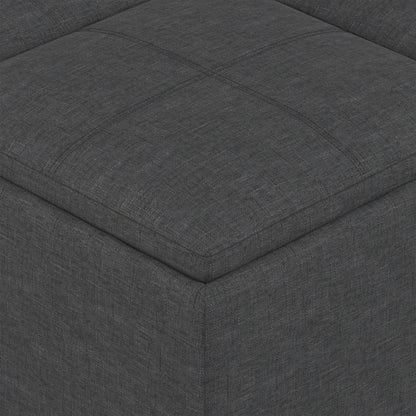 Slate Grey Linen Style Fabric | Avalon Table Ottoman in Linen