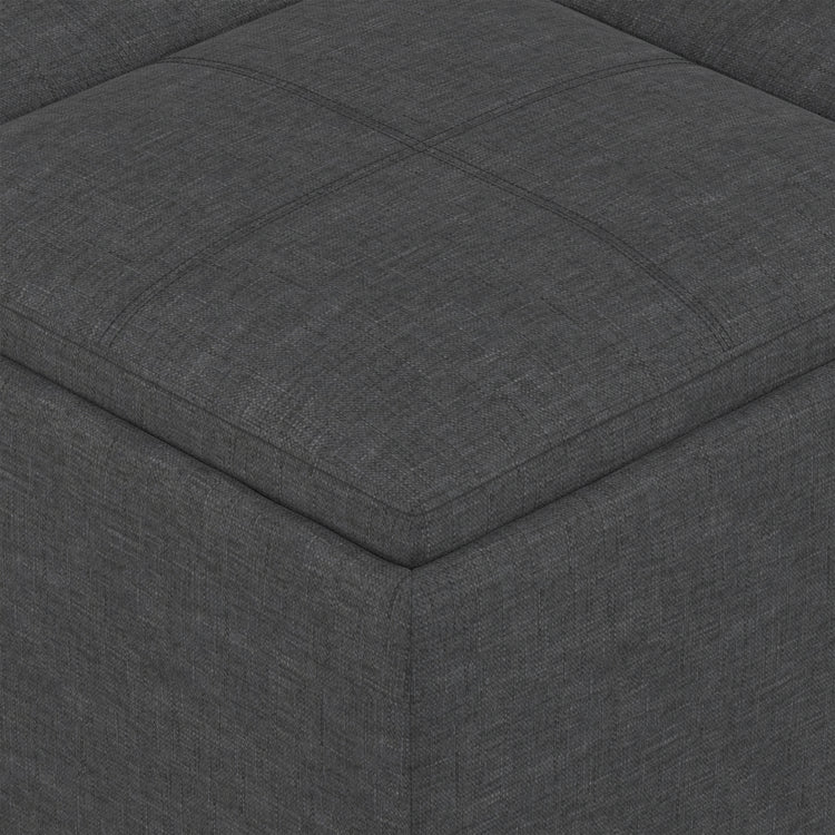 Slate Grey Linen Style Fabric | Avalon Table Ottoman in Linen