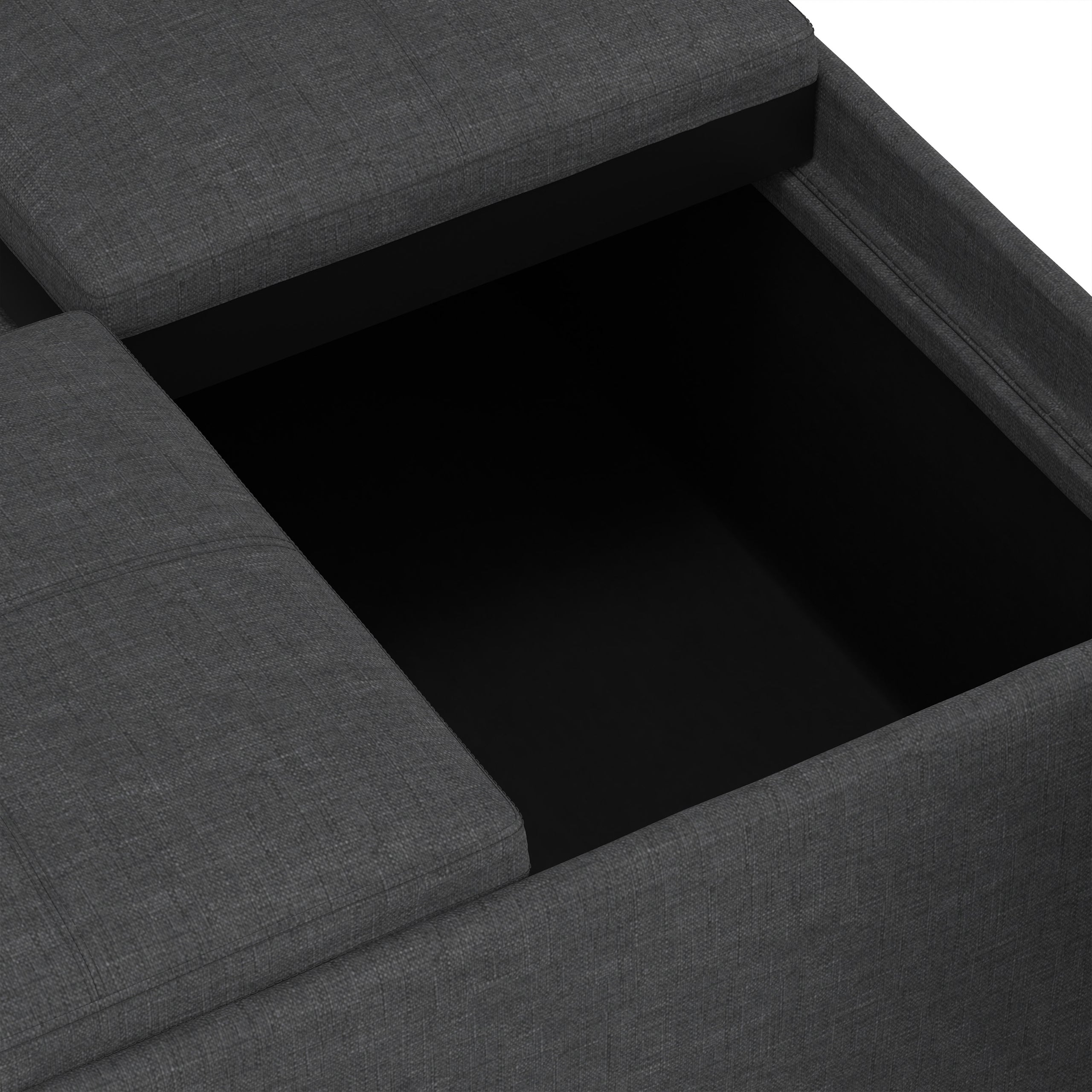 Slate Grey Linen Style Fabric | Avalon Table Ottoman in Linen