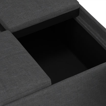 Slate Grey Linen Style Fabric | Avalon Table Ottoman in Linen