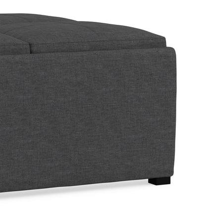Slate Grey Linen Style Fabric | Avalon Table Ottoman in Linen