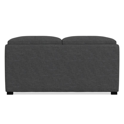 Slate Grey Linen Style Fabric | Avalon Table Ottoman in Linen