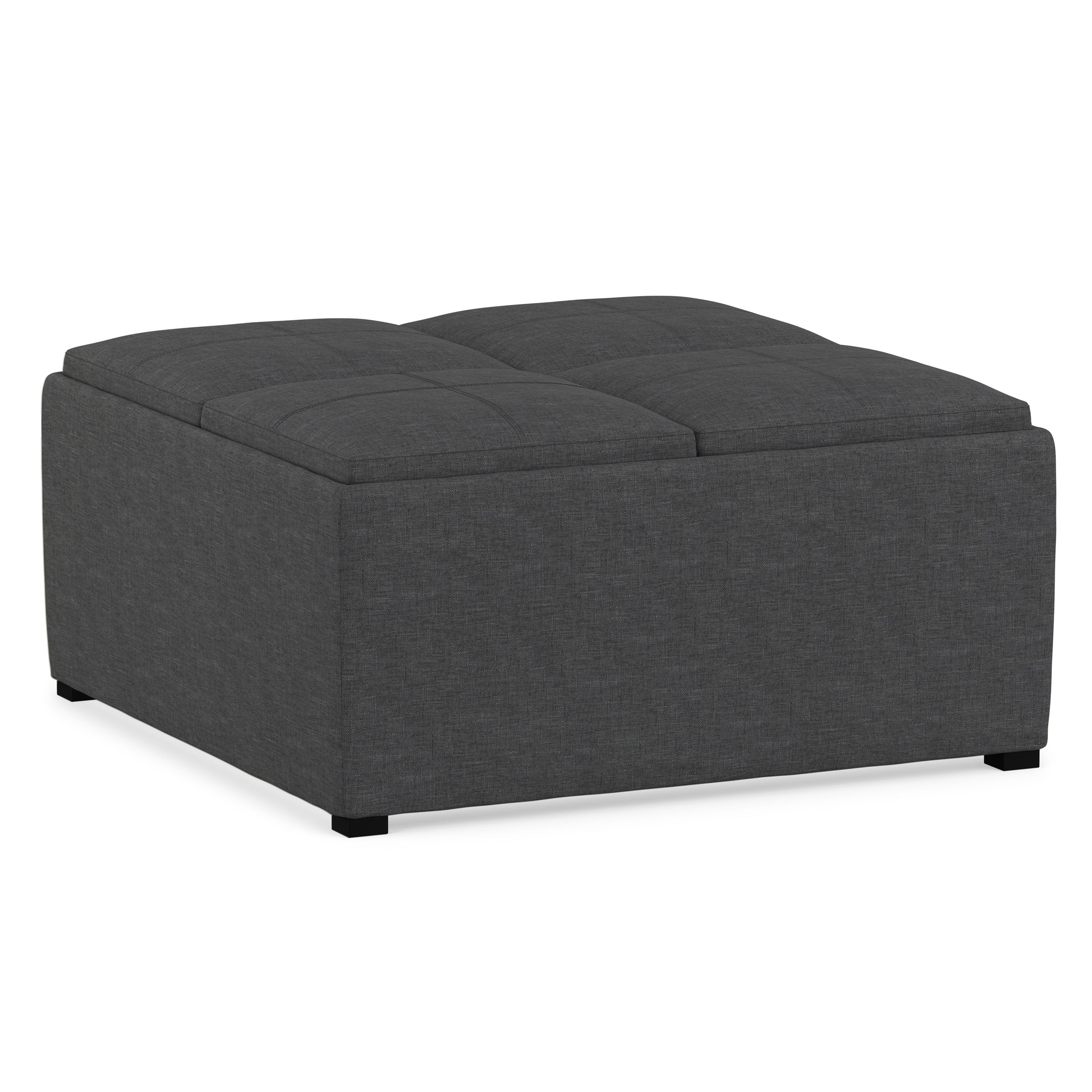 Slate Grey Linen Style Fabric | Avalon Table Ottoman in Linen