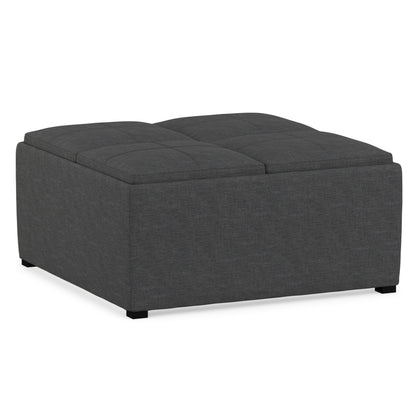 Slate Grey Linen Style Fabric | Avalon Table Ottoman in Linen