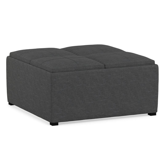Slate Grey Linen Style Fabric | Avalon Table Ottoman in Linen