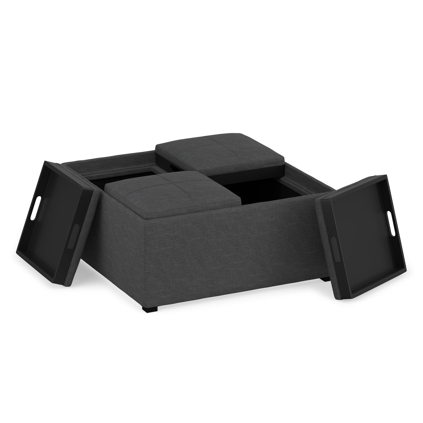 Slate Grey Linen Style Fabric | Avalon Table Ottoman in Linen