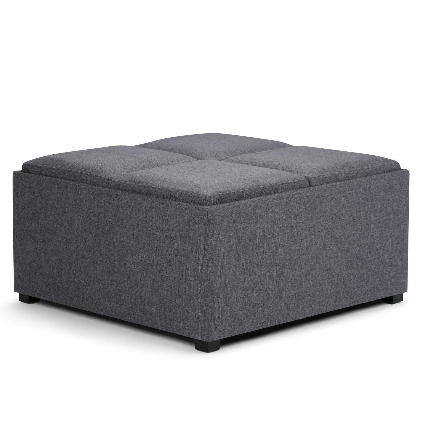 Slate Grey Linen Style Fabric | Avalon Table Ottoman in Linen