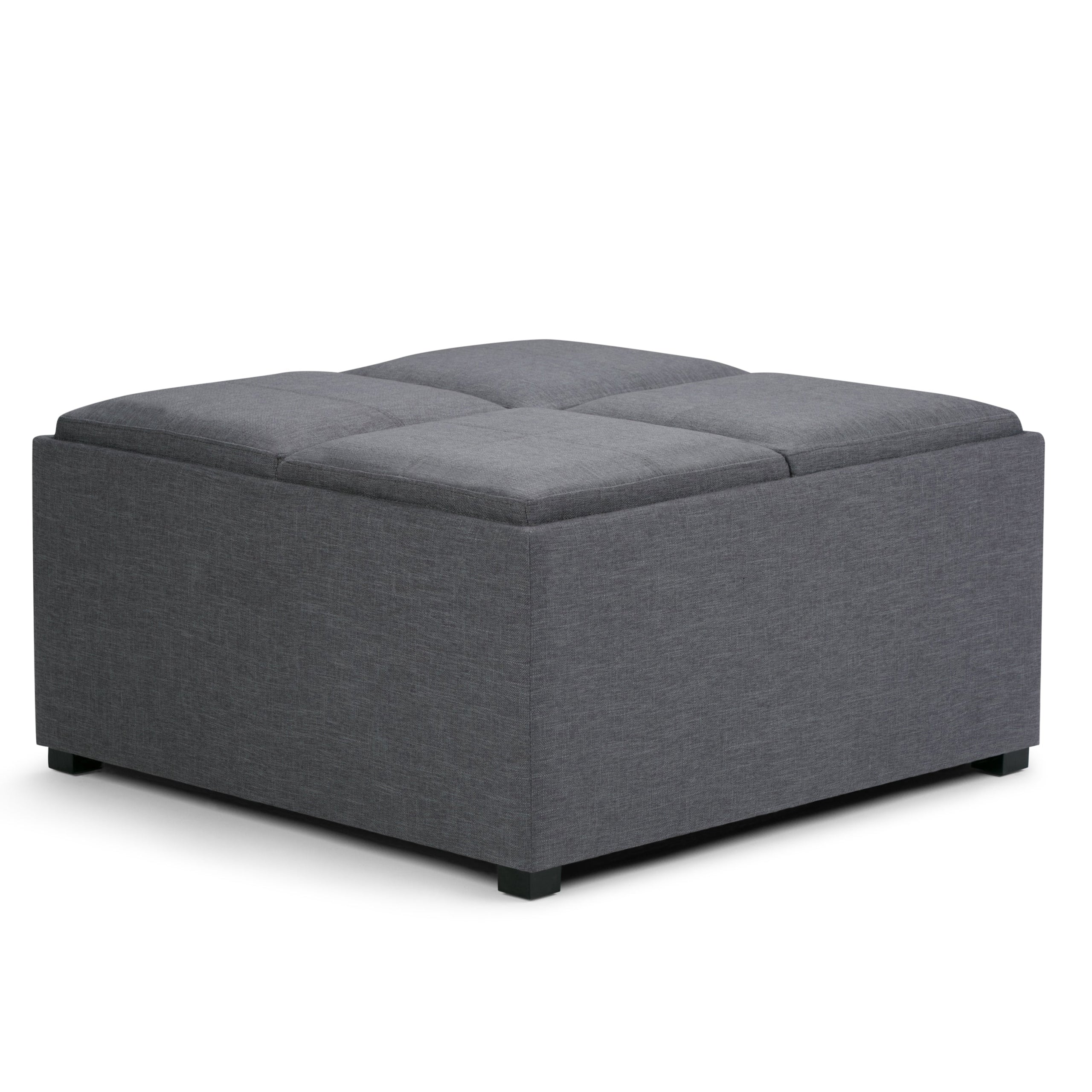 Slate Grey Linen Style Fabric | Avalon Table Ottoman in Linen
