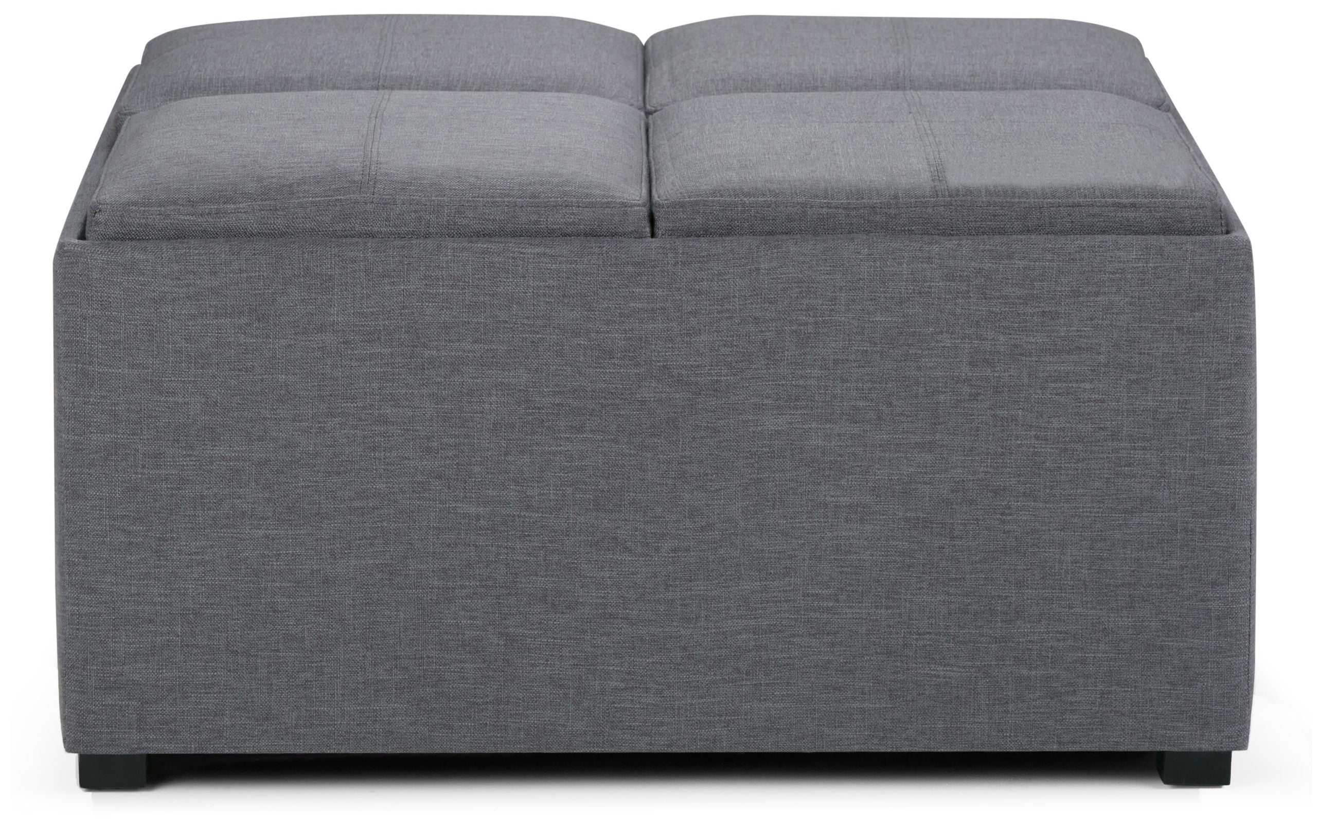 Slate Grey Linen Style Fabric | Avalon Table Ottoman in Linen