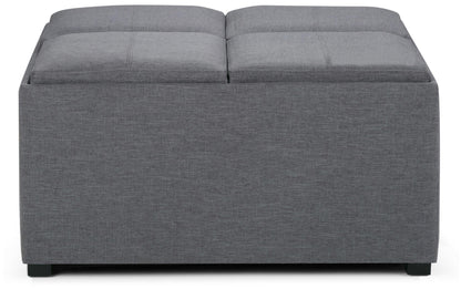 Slate Grey Linen Style Fabric | Avalon Table Ottoman in Linen